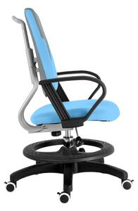 Detská rastúca stolička s podnožou BAMBINO – látka, šedo-svetlo modrá