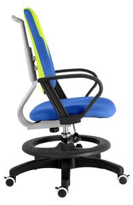Detská rastúca stolička s podnožou BAMBINO – látka, modro-žltozelená