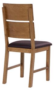 Masívna dubová rustikálna stolička Karla s hnedou koženkou
