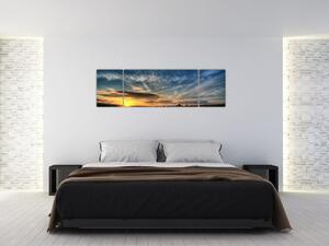 Západ slnka na poli - moderný obraz (Obraz 170x50cm)