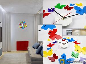 Moderné nástenné hodiny Rainbow Butterflies