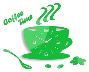 Moderné nástenné hodiny COFFE TIME 3D GREEN green