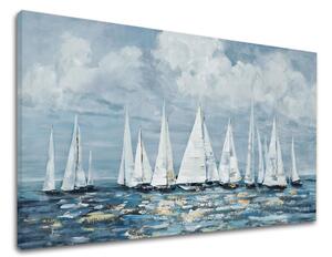 Obraz na plátne PLACHETNICE NA MORI - 80x40 cm