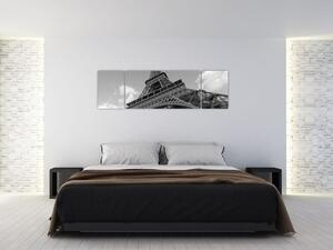 Čiernobiely obraz Eiffelovej veže (Obraz 170x50cm)