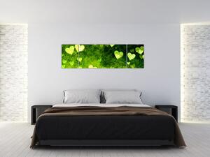 Zelená srdiečka - obraz do bytu (Obraz 170x50cm)