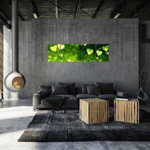 Zelená srdiečka - obraz do bytu (Obraz 170x50cm)