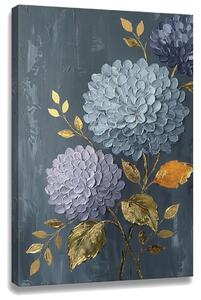 Obraz hortenzie na plátne – s ručne maľovanými detailmi - 40x60 cm