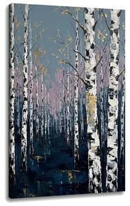 Obraz brezový les na plátne – s ručne maľovanými detailmi - 40x60 cm
