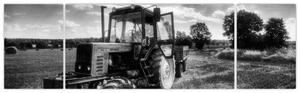 Čiernobiely obraz traktora (Obraz 170x50cm)