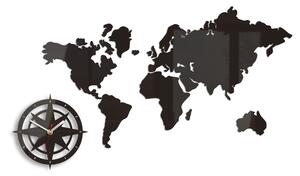 Moderné nástenné hodiny WORLD MAP WENGE wenge