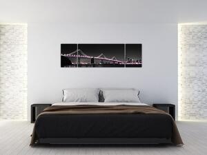 Nočný osvetlený most - obraz (Obraz 170x50cm)