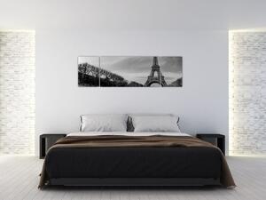 Trabant u Eiffelovej veže - obraz na stenu (Obraz 170x50cm)