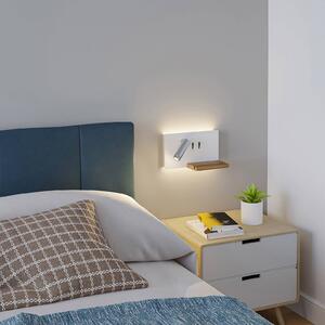 Nástenné svietidlo Lucande LED Kimo, biela/niklová, hliník, USB, polička
