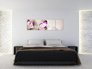 Motýľ na kvetine - obraz (Obraz 170x50cm)