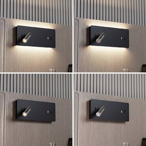 Lucande Kimo nástenné LED hranaté čierna USB-Slot
