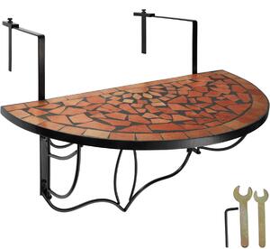 Tectake 402765 skladací stôl na balkón s mozaikou - terakota