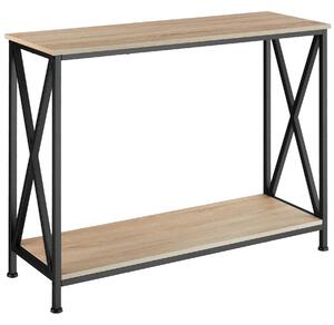Tectake 404671 konzolový stolík tacoma 100x35x80,5cm - industrial svetlé drevo, dub sonoma