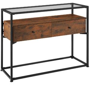 Tectake 404690 konzolový stolík reading 101,5x41,5x80,5cm - industriálne drevo tmavé, rustikálne