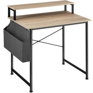 Tectake 404663 písací stôl s policou a látkovým úložným boxom - industrial svetlé drevo, dub sonoma, 80 cm