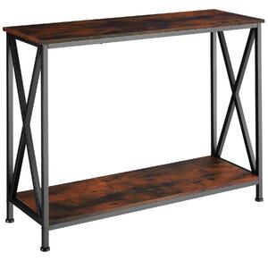 Tectake 404670 konzolový stolík tacoma 100x35x80,5cm - industriálne drevo tmavé, rustikálne