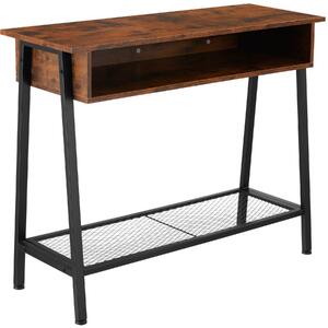 Tectake 404720 konzolový stolík tralee 100x35x80, 5cm - industriálne drevo tmavé, rustikálne