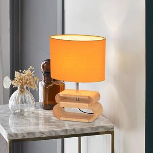 COREP Stolová lampa Oslo, horčicovožltá/svetlé drevo, 30 cm, bavlna/drevo, Žltá / oranžová, Obývacia izba / jedáleň, Drevo, Stojacie svietidlo