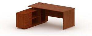 Kancelársky stôl so skrinkou MIRELLI A+ 1600 x 1600 mm, ľavý, orech