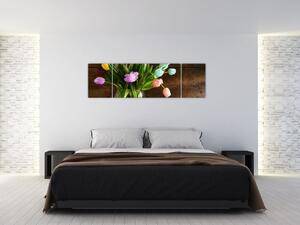 Obraz tulipánov vo váze (Obraz 170x50cm)