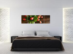 Obraz tulipánov vo váze (Obraz 170x50cm)