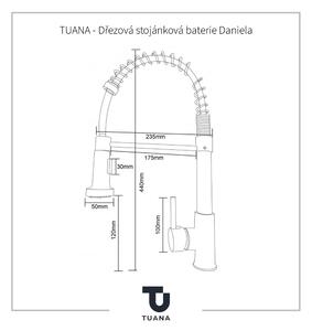 TUANA - Drezová stojanková batéria Daniela - výsuvná spŕška - chróm