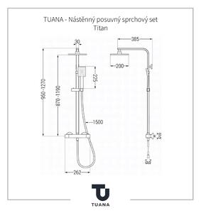 TUANA - Nástenný posuvný sprchový set Titan - chróm - 95-127 cm