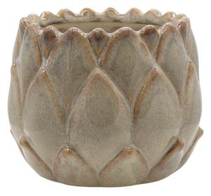 Latté obal na kvetináč s listovým vzorom Gaston - Ø 13*10 cm - Chic Antique