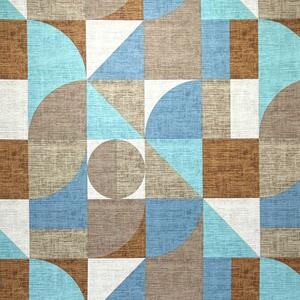 Ervi bavlna š.240 cm - geometrický vzor tyrkysovo hnedý č.26589-4, metráž