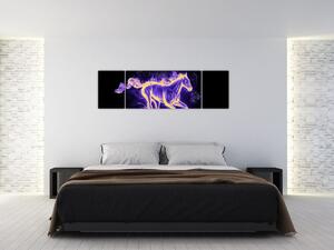 Abstraktný obraz horiaceho kone (Obraz 170x50cm)