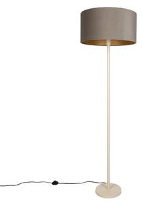 Japandi stojaca lampa béžová s taupe tienidlom a zlatým interiérom 50cm - Simplo