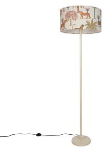 Japandi stojaca lampa béžová s viacfarebným tienidlom so zvieracím vzorom 50 cm - Simplo