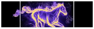 Abstraktný obraz horiaceho kone (Obraz 170x50cm)