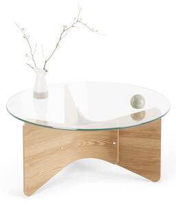 Okrúhly konferenčný stolík so sklenenou doskou v prírodnej farbe ø 84 cm Madera – Umbra