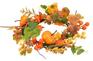 Jesenný veniec s tekvičkami a eukalyptom, 25 cm