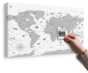 Obraz na korku čiernobiela mapa