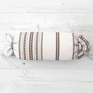 Biante Vankúš valec bonbon Sandra SA-618 Hnedý ľudový vzor na bielom 15x40 cm