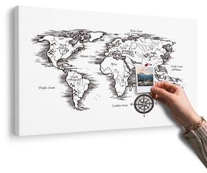 Obraz na korku mapa sveta v nádhernom prevedení
