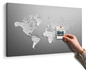 Obraz na korku čiernobiela mapa sveta v originálnom prevedení