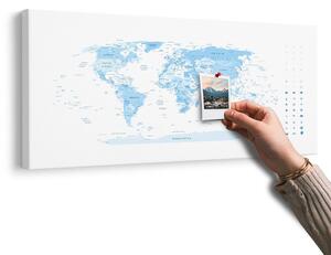 Obraz na korku detailná mapa sveta v modrej farbe