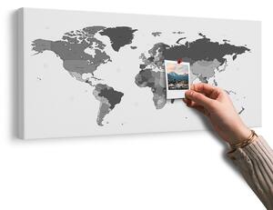 Obraz na korku detailná mapa sveta v čiernobielom prevedení