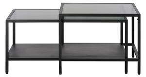 Čierne sklenené konferenčné stolíky v súprave 2 ks 60x60 cm Bronco – Unique Furniture