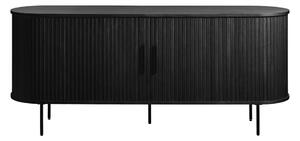 Čierna nízka komoda v dekore duba s posuvnými dverami 76x180 cm Nola – Unique Furniture