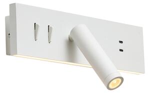 Moderné biele nastaviteľné nástenné svietidlo s USB-C vrátane LED - Modric