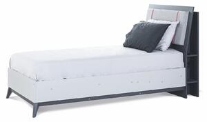 Študentská posteľ 100x200 s výklopným úložným priestorom Thor - ružová/šedá/čierna