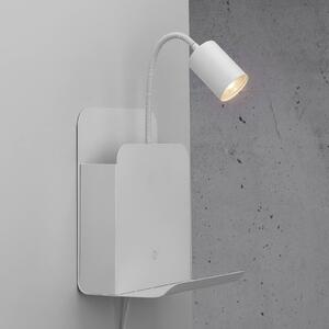 Nástenné svetlo Roomi odkladací priestor USB biela